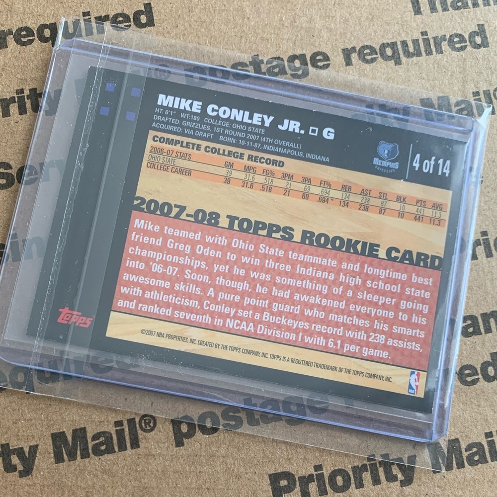 Mike Conley Jr. ‘07 Topps Rookie Card - Picture 6 of 6